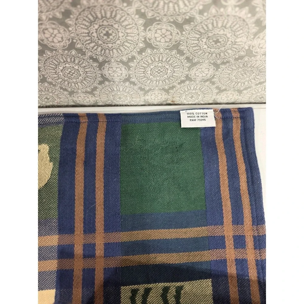 Cabin Bear Moose Tree Plaid Cotton Napkins Set of 5- 17